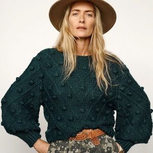 Anthropologie Evergreen Pommed Sweater XL
